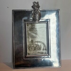 Mariposa Brillante Pineapple Picture Frame Silver Recycled Aluminum 4x6 Mexico